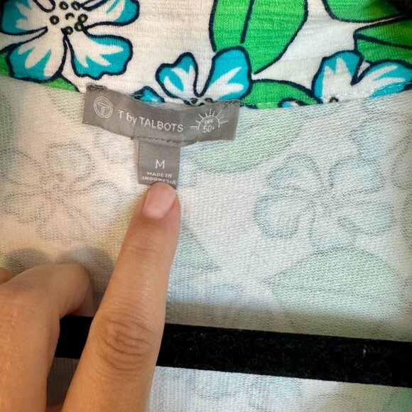 T by Talbots Cozy Crush Half-Zip Pullover Floral Fields M - Picture 3 of 4